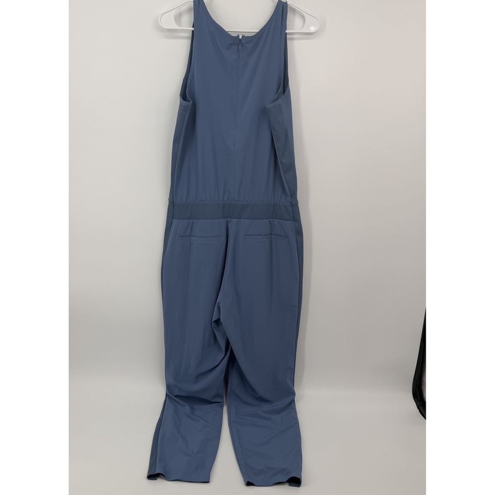 ATHLETA Brooklyn Jumpsuit Womens Size 8 Blue Sleeveless Athletic V Neck - Picture 2 of 14